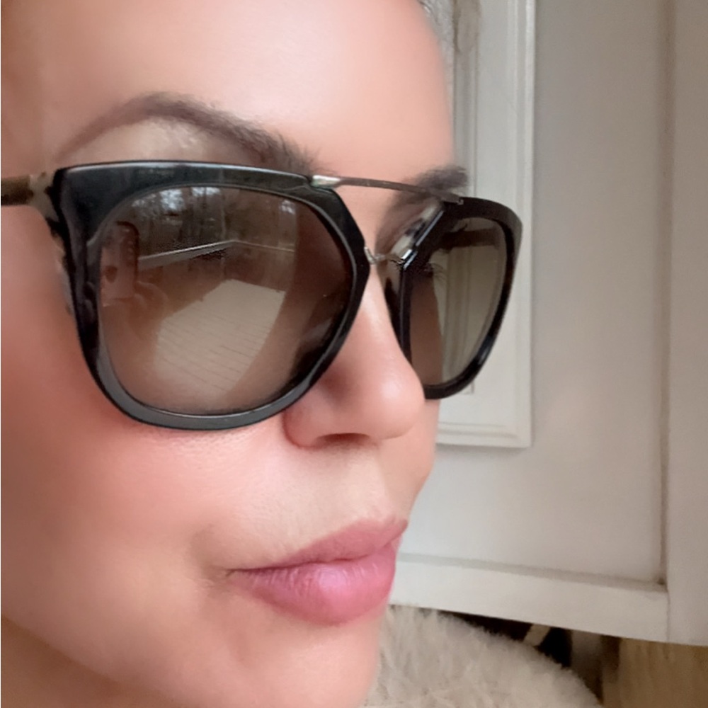 Prada Black and Tan Oversized Square Sunglasses